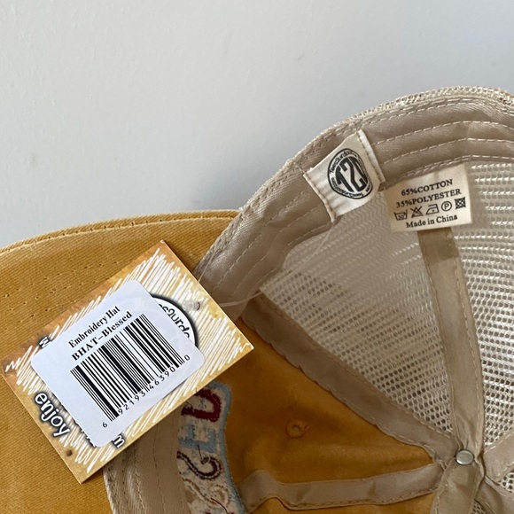 Blessed Embroidered Patch Tan and Cream Women's Trucker SnapBack Hat - Picture 6 of 9